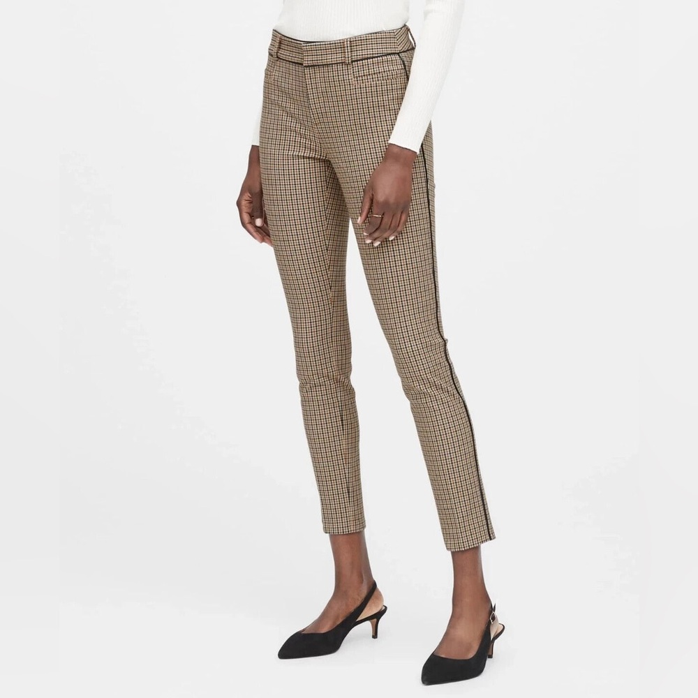 Banana Republic Plaid Sloan Pant with Piping